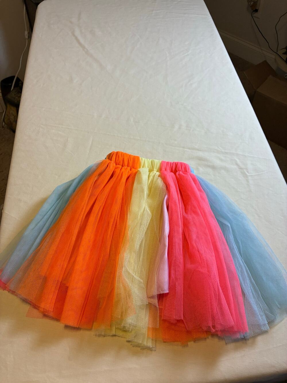 Girls Rainbow Tulle Tutu Skirt Pastel Neon Dress Up Dance Costume Elastic Waist